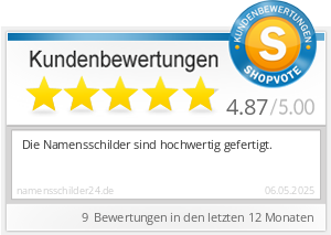 Shopbewertung - namensschilder24.de